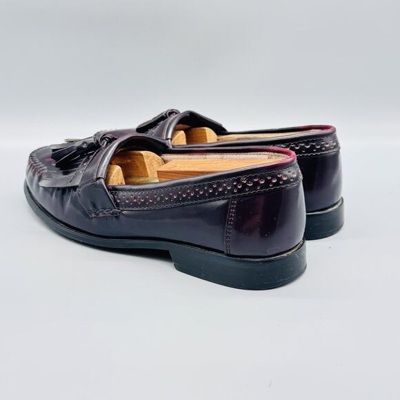Bass Shoes Mens 8.5 Red Leather Tassel Kiltie Loafers Slip On Dress Classic